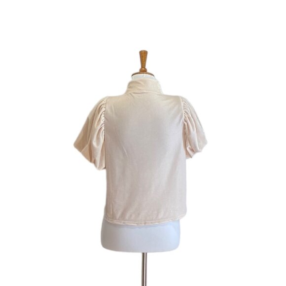 Free People Claudia Puff-Sleeve Blouse Pink Size XS Holiday Velvet Bohemian Cute - Picture 13 of 16